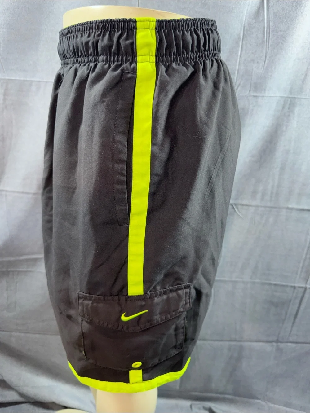 2924-Nike Men's Black Shorts with Neon Yellow Trim